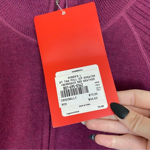 The North Face NWT MT. Tam Bordeaux Red Full Zip Sweater - Picture 5 of 9